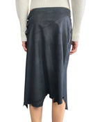 Balmain Black Goatskin Studded Wrap Skirt - FR 44 / US 12