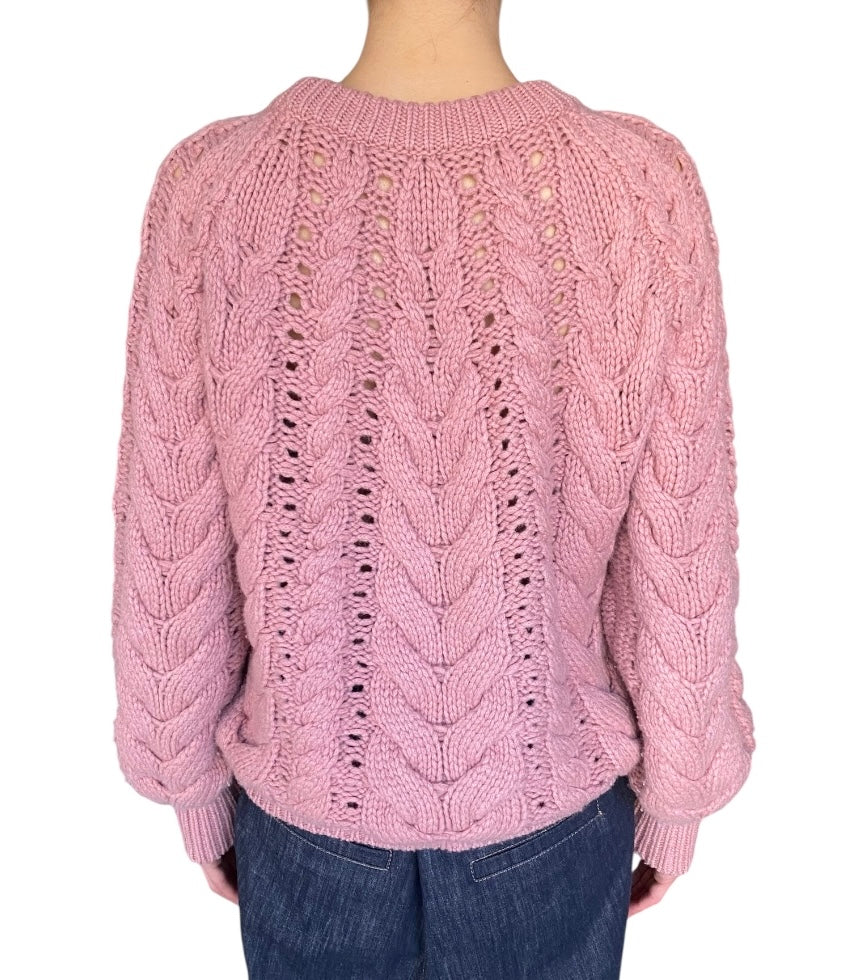 Brunello Cucinelli Pink Cashmere Cable Knit Sweater - M