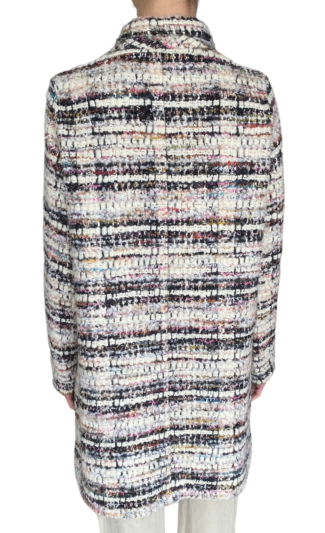 Giambattista Valli Ivory & Pink Faux Pocket Tweed Coat - 44 / US 8