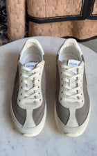 Celine Khaki White Nylon Suede Calfskin Triomphe Racer Sneaker - 37