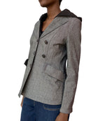Christian Dior Grey Silk Double Breasted Hooded Jacket - IT 46 / US 10