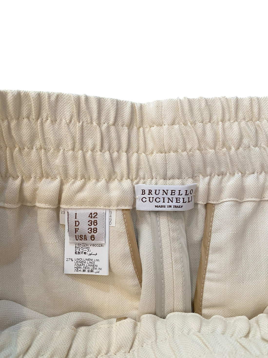 Brunello Cucinelli Ivory Twill Tapered Trousers - IT 42 / US 6