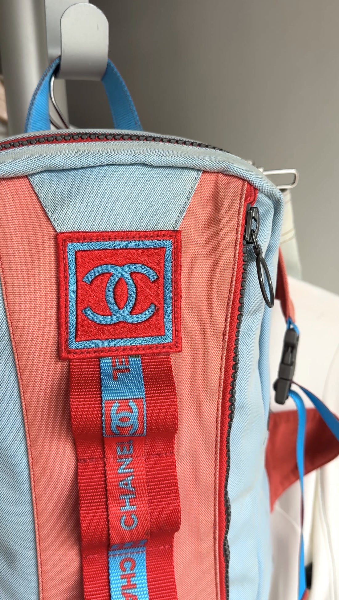 Chanel Sport Vintage 2002 Blue and Orange Canvas Backpack