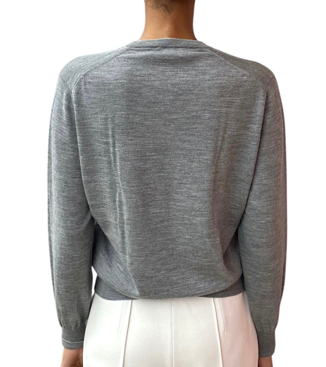 Brunello Cucinelli Grey Wool & Cashmere V-Neck Sweater - 48 / US 6-8