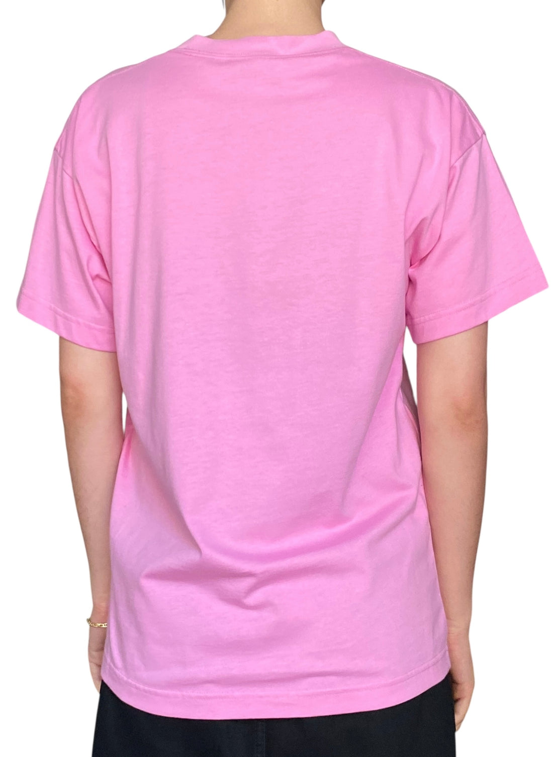 Balenciaga Pink Rhinestone Oversized Logo Tee - XS