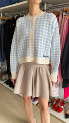 Miu Miu Blue Houndstooth Knit Cashmere Cardigan - IT 36 / US 4