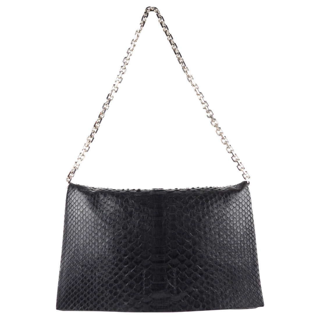Calvin Klein Collection Black Python Exotic Leather Chain Flap Bag – I ...