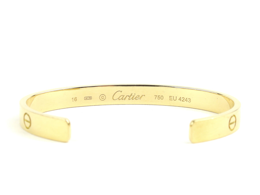 Cartier 18k Yellow Gold Love Cuff Bracelet - 16