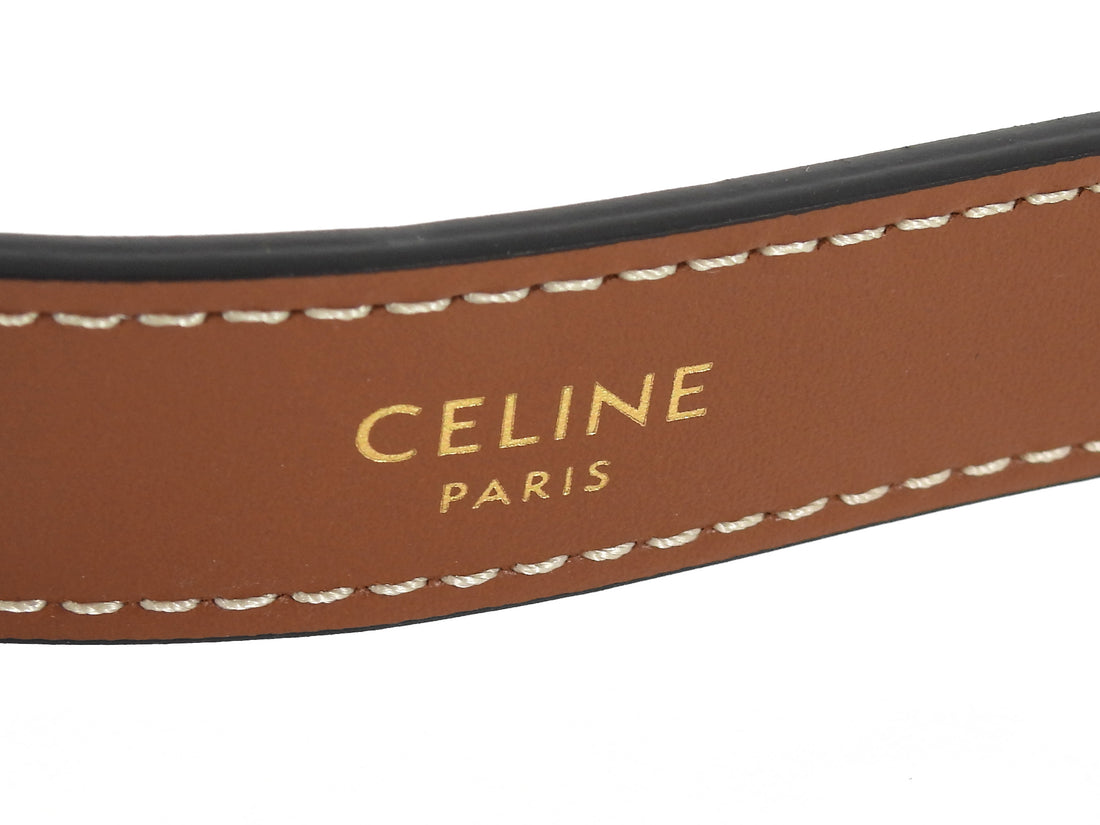 Celine Brown White Ava Medium Triomphe Coated Canvas Shoulder Bag