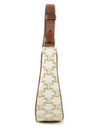 Celine Brown White Ava Medium Triomphe Coated Canvas Shoulder Bag