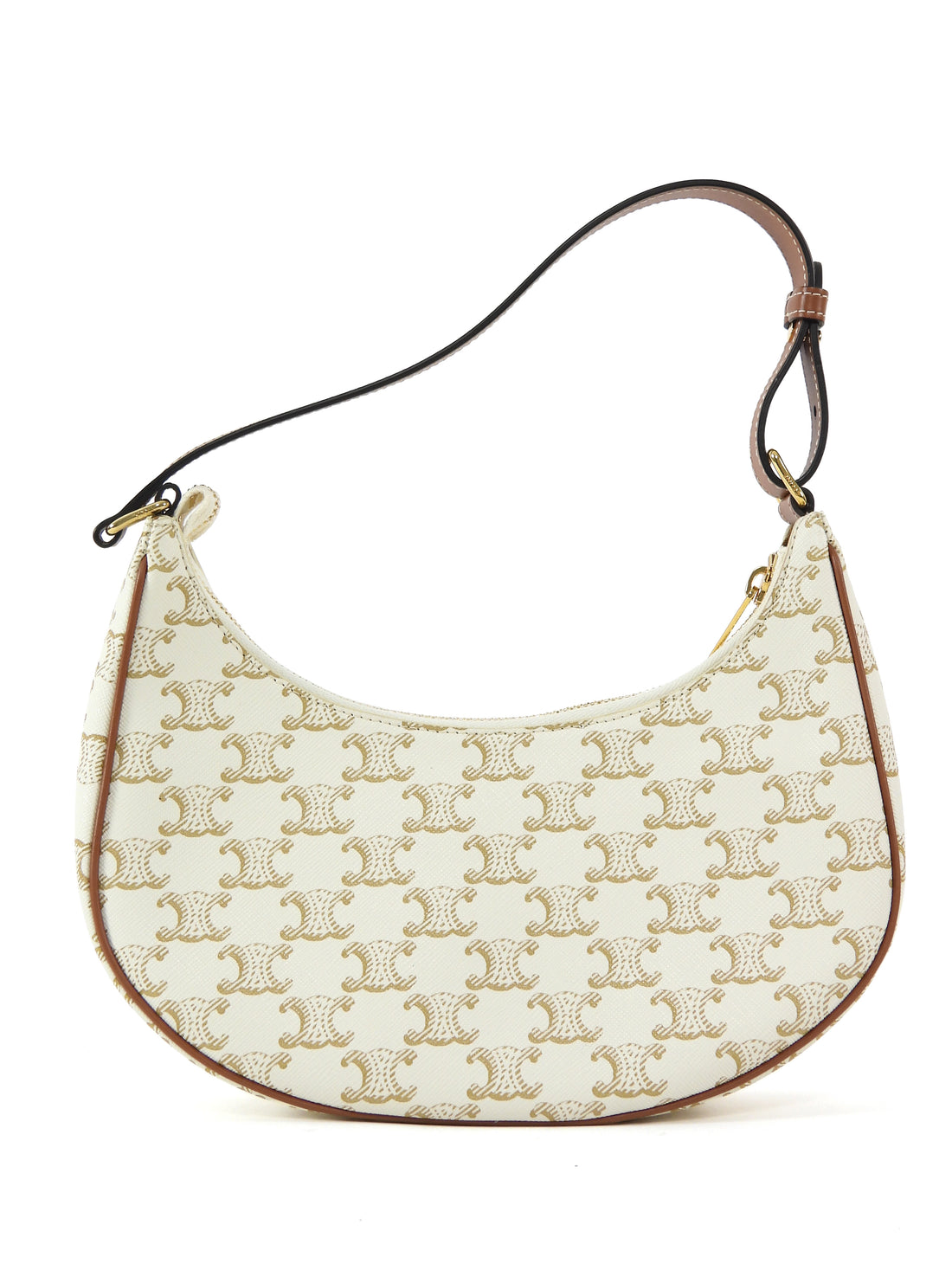 Celine Brown White Ava Medium Triomphe Coated Canvas Shoulder Bag