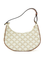 Celine Brown White Ava Medium Triomphe Coated Canvas Shoulder Bag