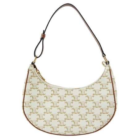 Celine Brown White Ava Medium Triomphe Coated Canvas Shoulder Bag