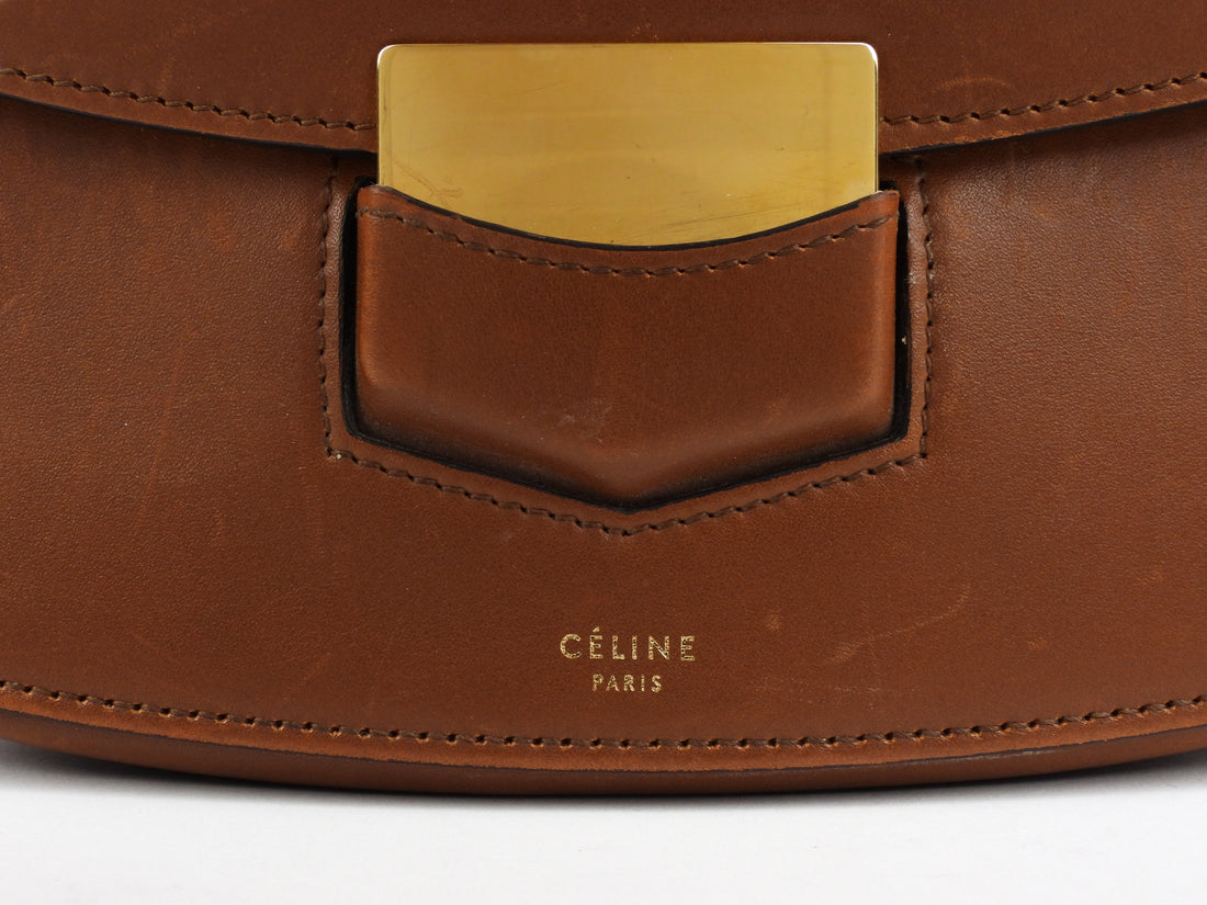 Celine Brown Smooth Leather Medium Trotteur Crossbody Shoulder Bag