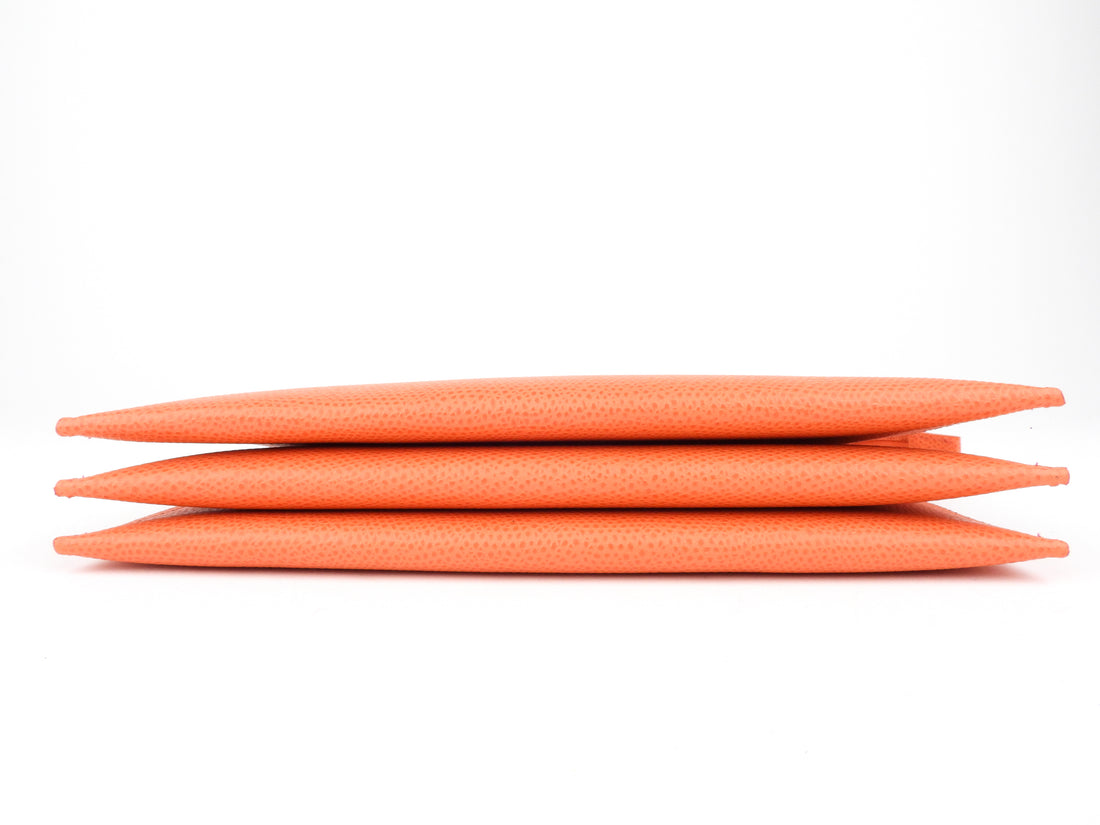 Celine Orange Pebble Grained Leather Trio Cosmetic Pouch
