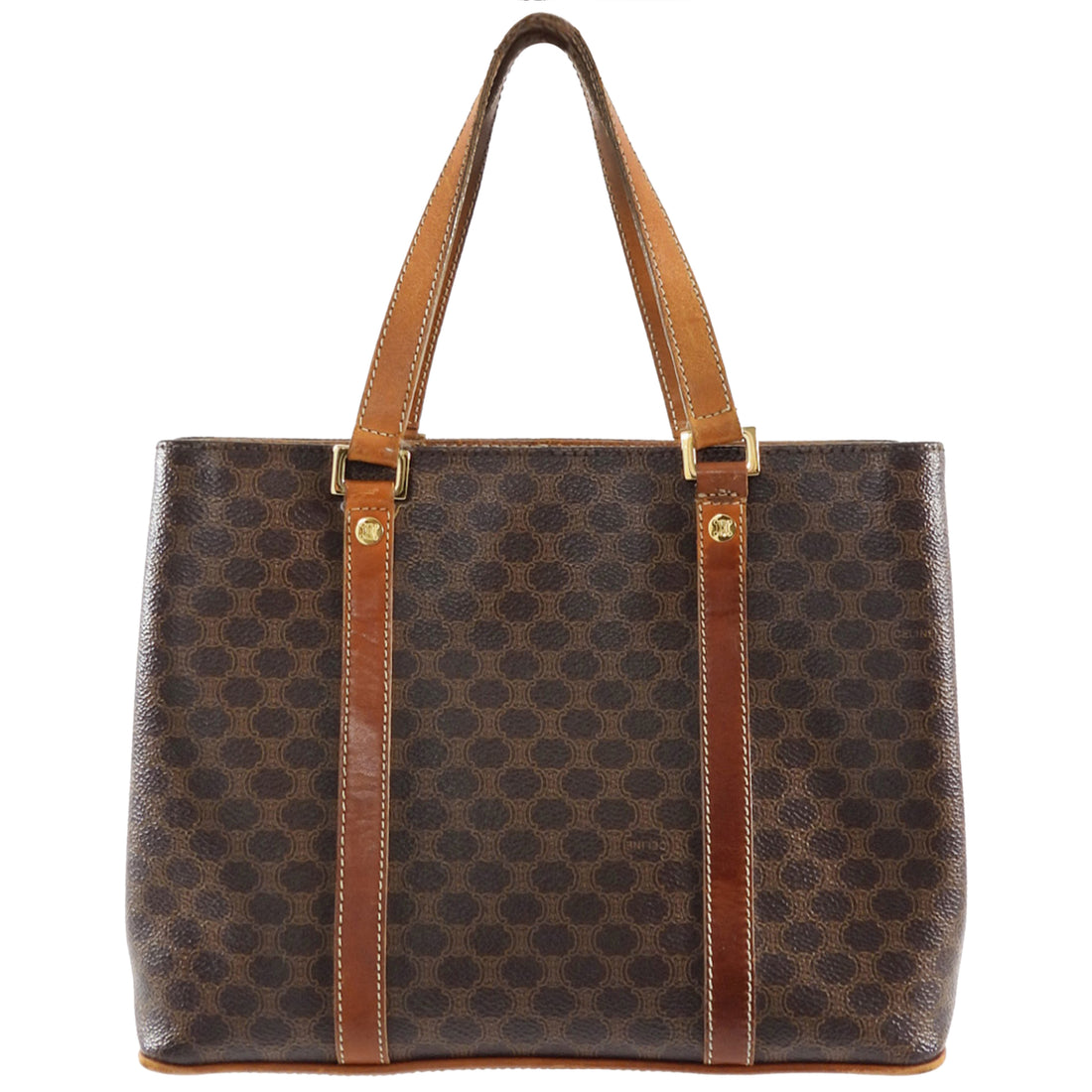 Celine Vintage Brown Macadame Coated Canvas Tote