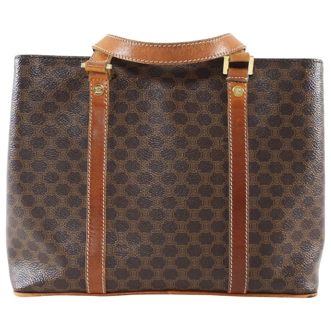 Celine Vintage Brown Macadame Coated Canvas Tote