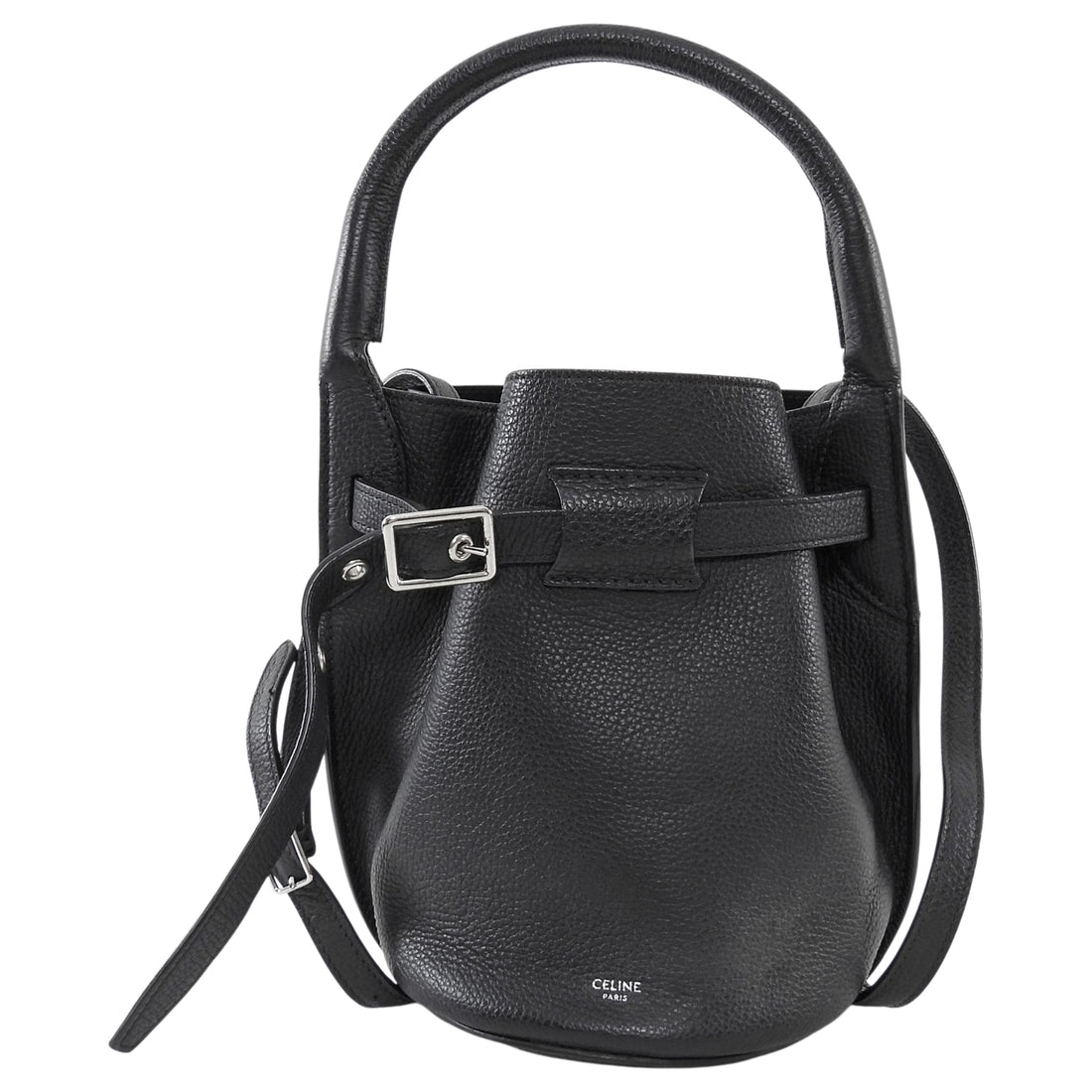Celine Black Supple Grained Calfskin Big Bag Nano Bucket Bag