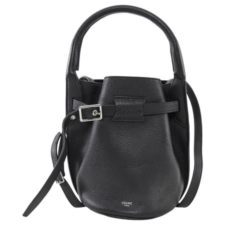 Celine Black Supple Grained Calfskin Big Bag Nano Bucket Bag