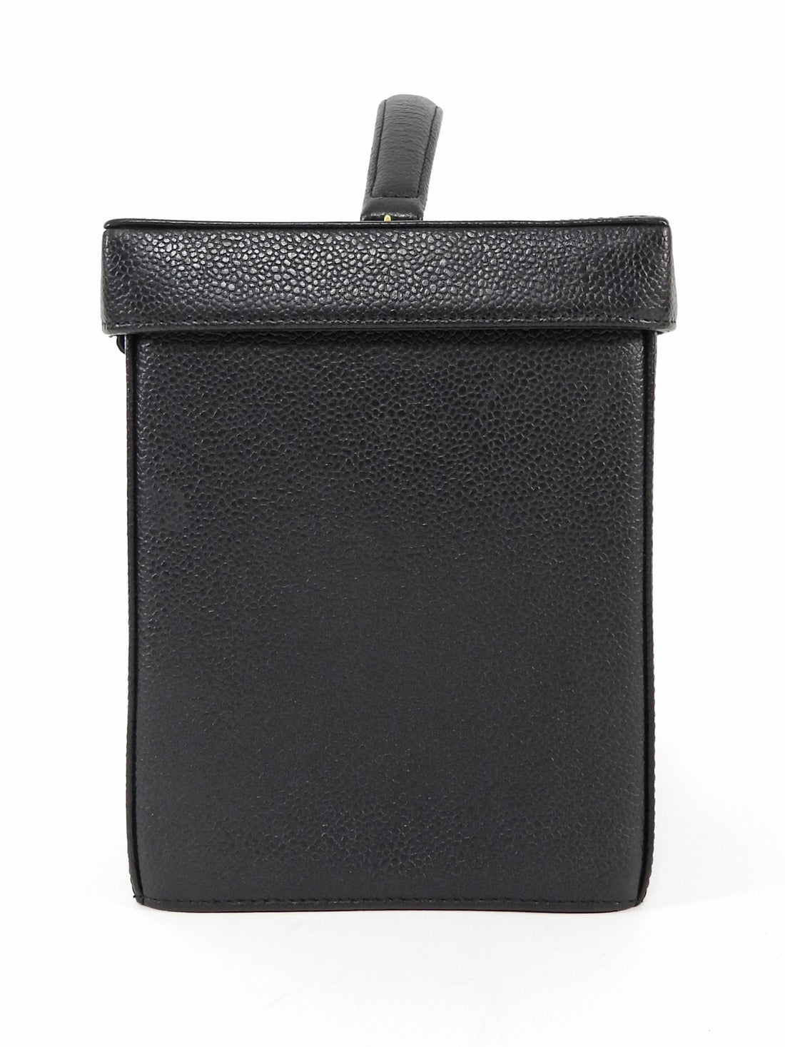 Chanel Black GHW Vintage Grained Leather CC Vintage Box Vanity Bag