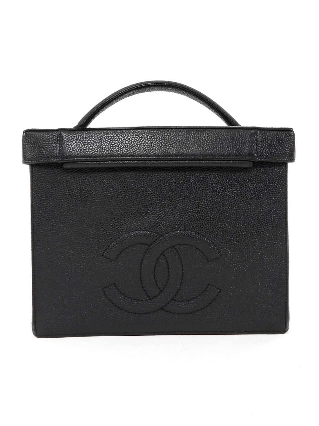 Chanel Black GHW Vintage Grained Leather CC Vintage Box Vanity Bag