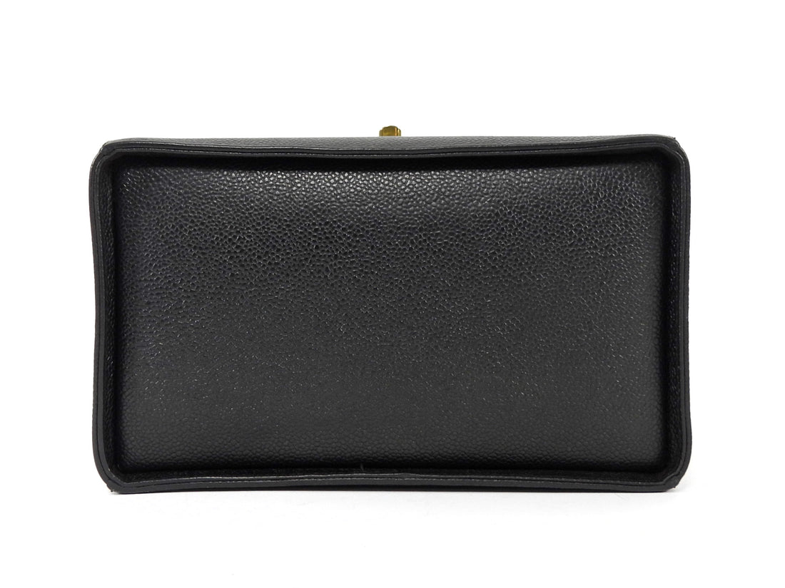 Chanel Black GHW Vintage Grained Leather CC Vintage Box Vanity Bag