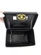 Chanel Black GHW Vintage Grained Leather CC Vintage Box Vanity Bag