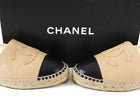 Chanel Beige and Black Leather CC Cap Toe Espadrilles - 37
