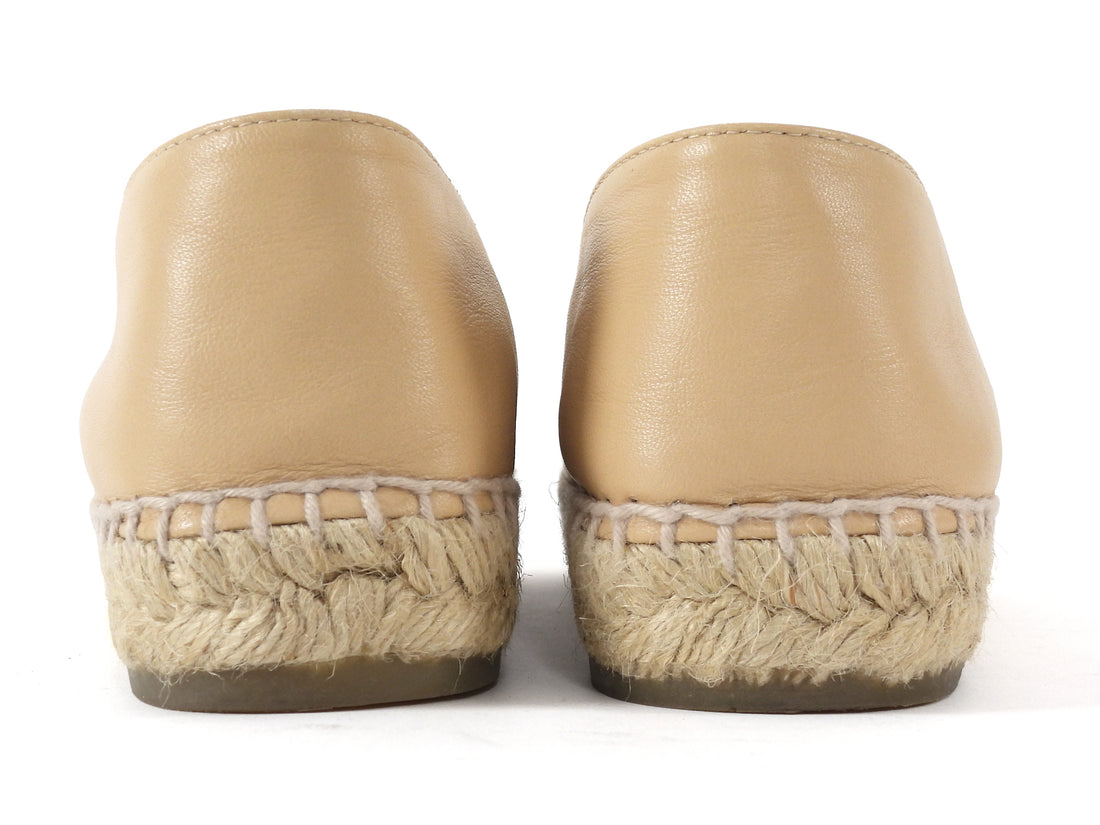Chanel Beige and Black Leather CC Cap Toe Espadrilles - 37