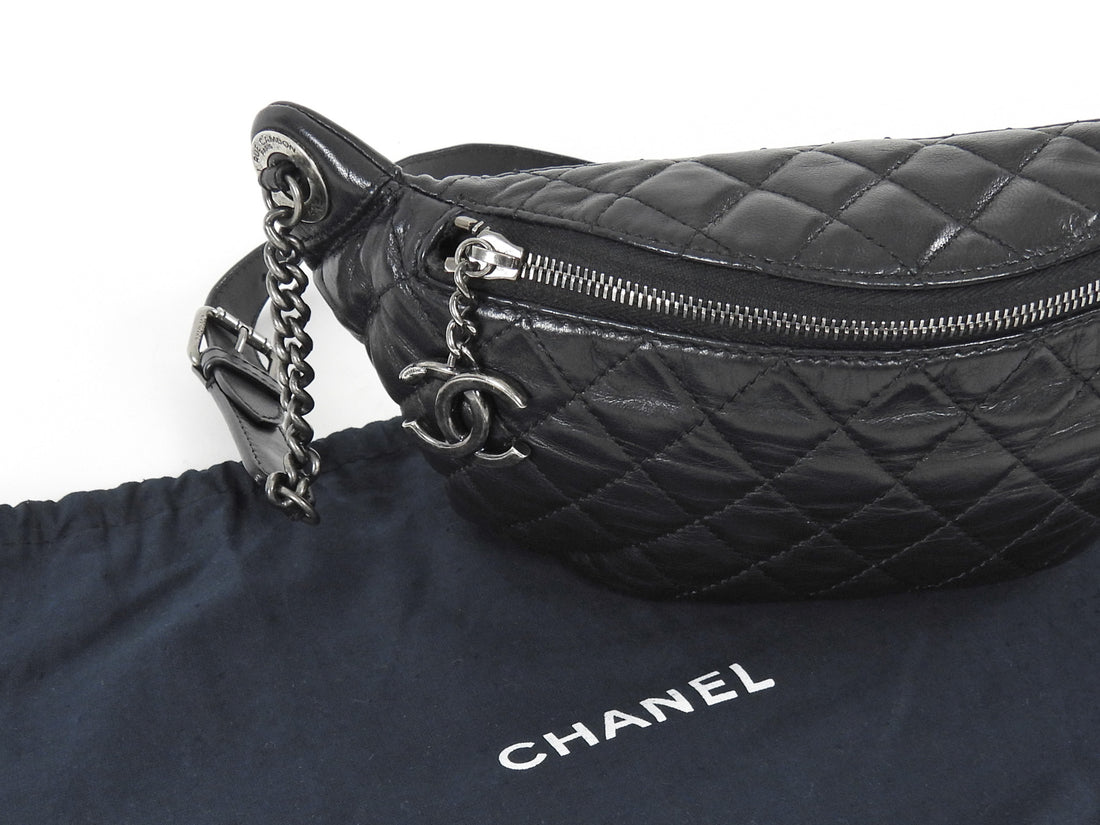 Chanel Black Quilted Lambskin Banane Waist Bag Fanny Pack