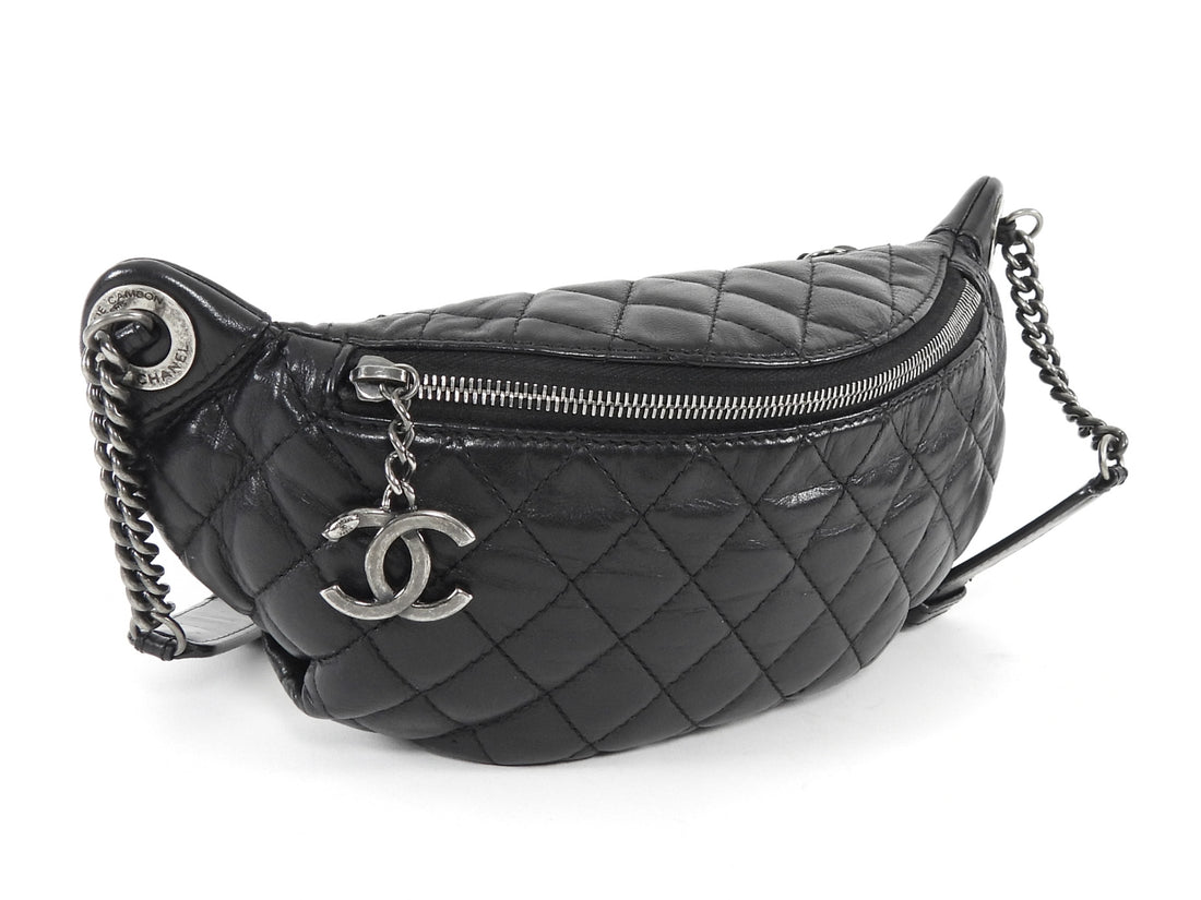 Chanel Black Quilted Lambskin Banane Waist Bag Fanny Pack