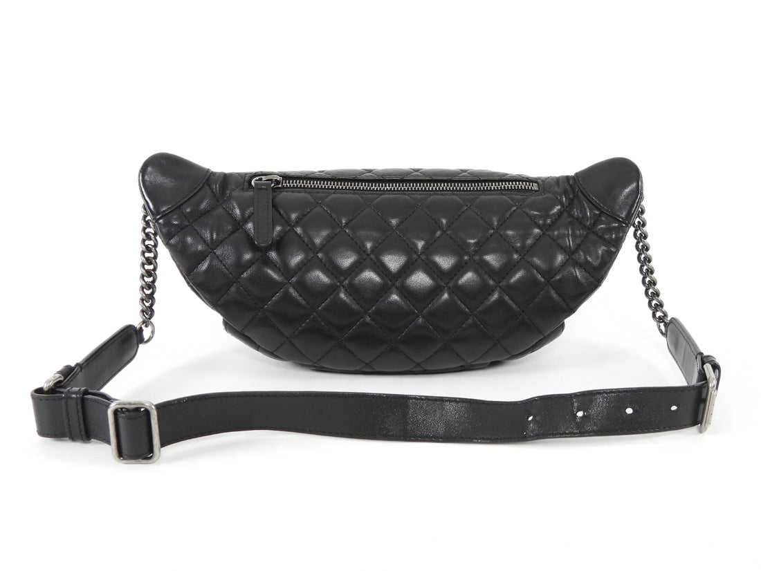 Chanel Black Quilted Lambskin Banane Waist Bag Fanny Pack