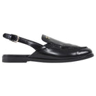 Chanel Black 26P Glossed Leather Slingback Loafers - 38.5