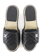 Chanel Black and White Quilted Leather CC Platform Slide Sandals - 37