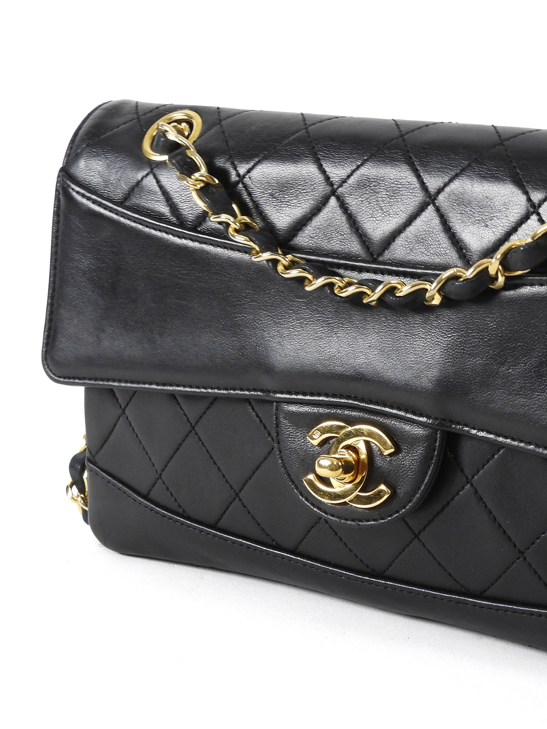 Chanel Black Vintage 1989 CC Medium Quilted Flap Bag