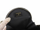 Chanel 2021 Black Quilted Caviar Leather Handle With Care Round Vanity Case Mini Bag