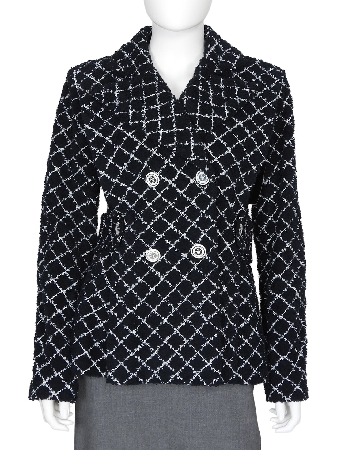 Chanel Black White 2019 C La Pausa Button Diamond Tweed Jacket-  FR 40 / 8 / M