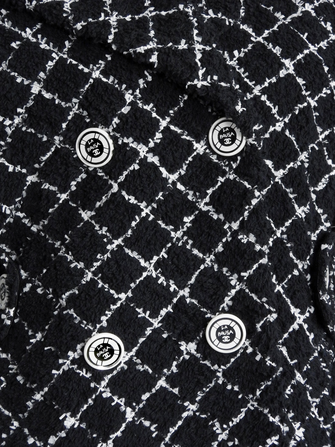 Chanel Black White 2019 C La Pausa Button Diamond Tweed Jacket-  FR 40 / 8 / M
