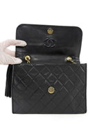 Chanel Black 2006 Vintage Quilted Lambskin Tassel Flap Chain Bag