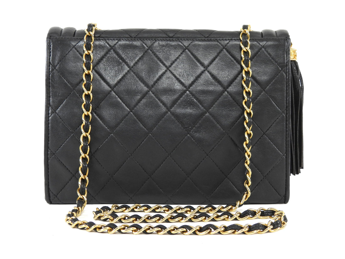 Chanel Black 2006 Vintage Quilted Lambskin Tassel Flap Chain Bag