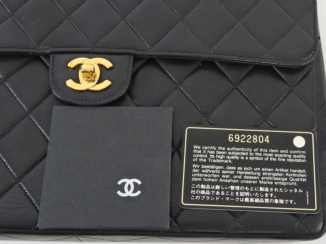 Chanel Black 2000-2002 Vintage Quilted Leather Jumbo Single Flap Chain Bag GHW