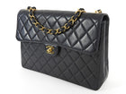 Chanel Black 2000-2002 Vintage Quilted Leather Jumbo Single Flap Chain Bag GHW