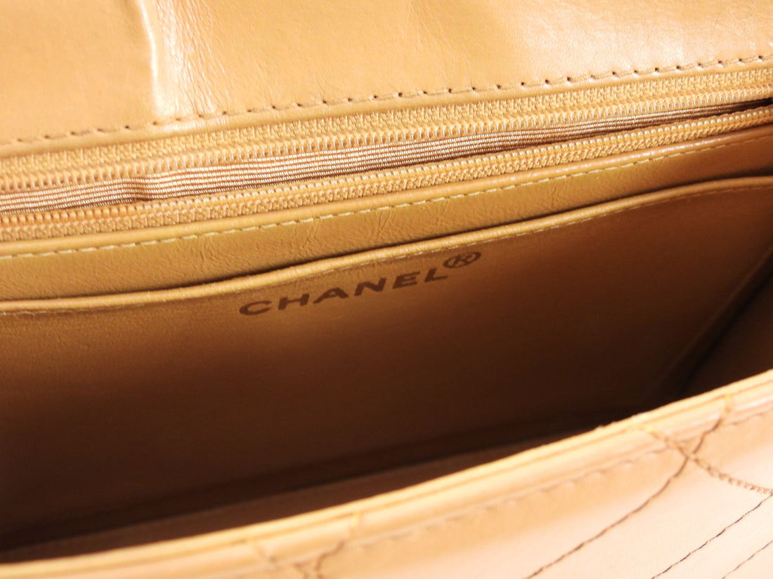 Chanel Camel Beige Vintage 1997 CC Quilted Medium Shoulder Bag