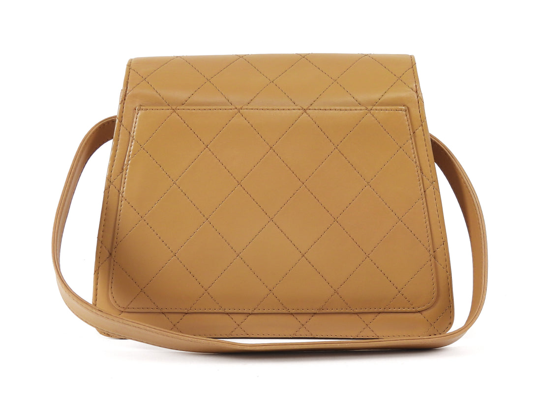 Chanel Camel Beige Vintage 1997 CC Quilted Medium Shoulder Bag