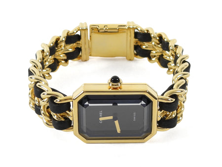 Chanel Black Gold Vintage 1987 Premiere 20mm Watch Chain Link Bracelet - M