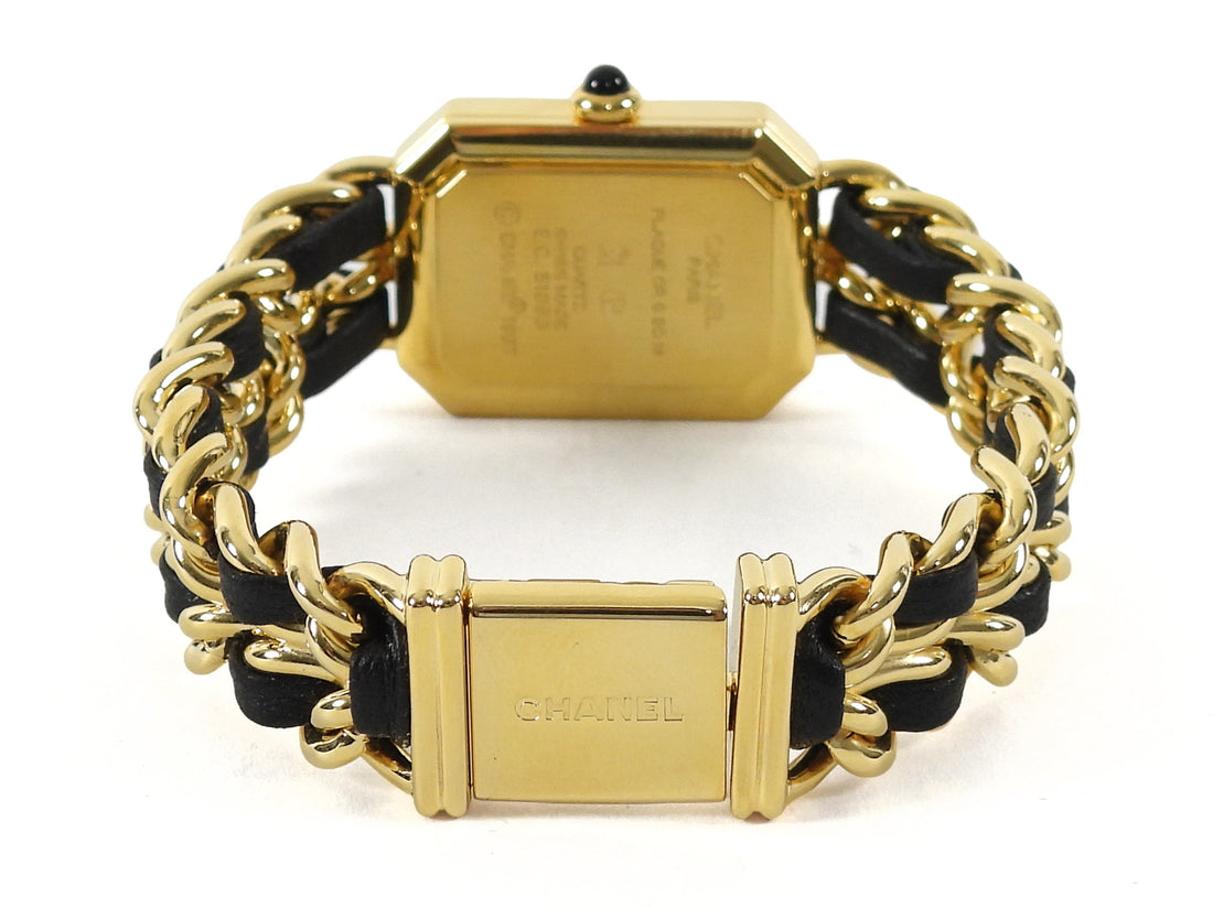 Chanel Black Gold Vintage 1987 Premiere 20mm Watch Chain Link Bracelet - M