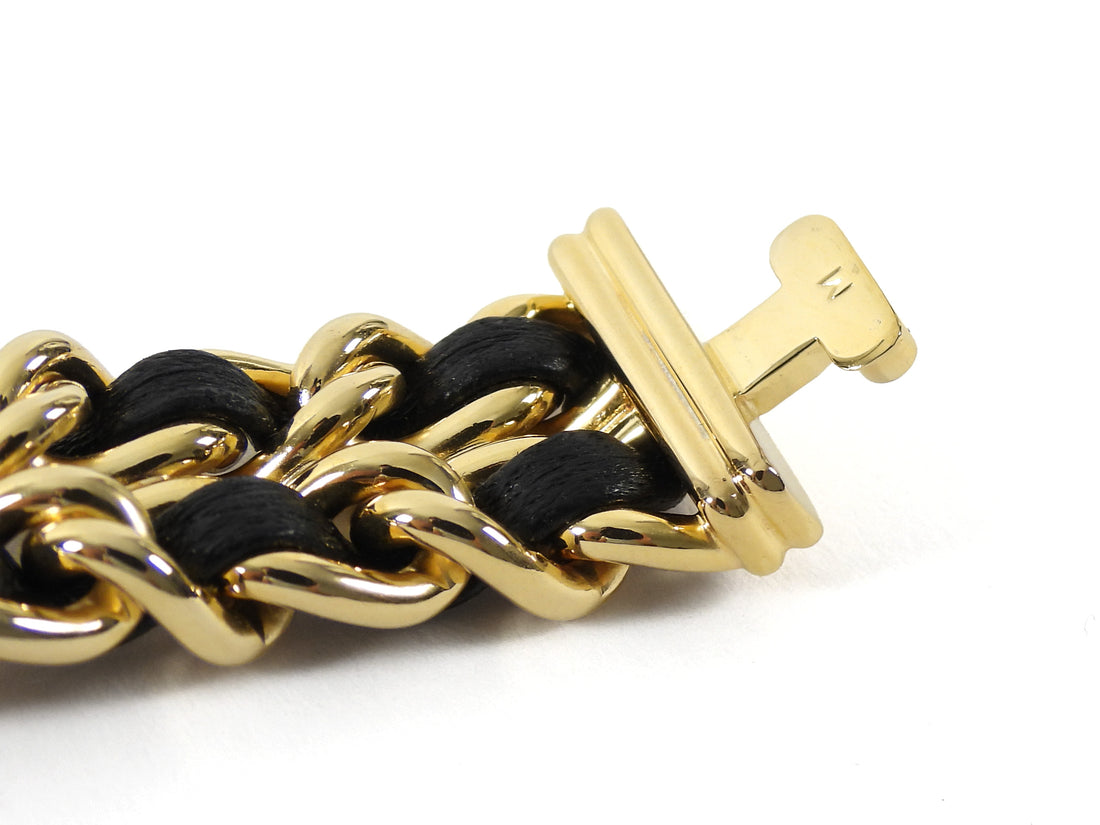 Chanel Black Gold Vintage 1987 Premiere 20mm Watch Chain Link Bracelet - M