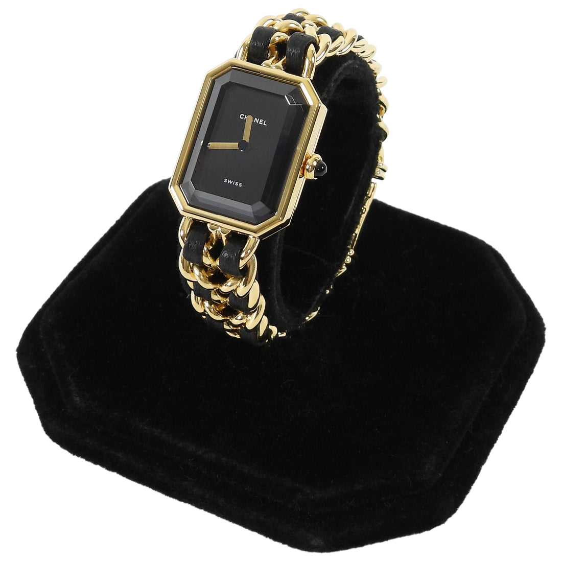 Chanel Black Gold Vintage 1987 Premiere 20mm Watch Chain Link Bracelet - M