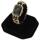 Chanel Black Gold Vintage 1987 Premiere 20mm Watch Chain Link Bracelet - M