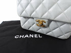 Chanel 24P Quilted Pale Ice Blue Shiny Lambskin Pearl Twist Mini Square Mini Flap Bag